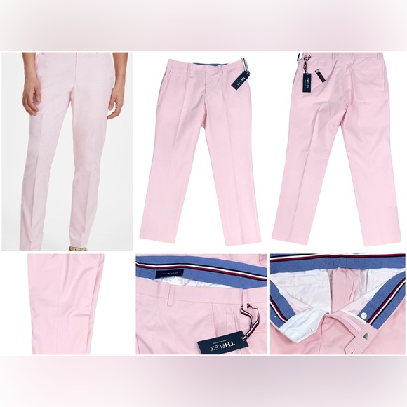 Tommy Hilfiger LIGHT PINK Men's Modern-Fit TH Flex Chambray Pants, 34/30 New NWT - Picture 1 of 9